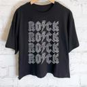 Large ROCK Graphic Tee | Black Cotton Women's T-Shirt | Concert Apparel