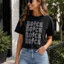  ROCK Graphic Tee | Black Cotton Women's T-Shirt | Concert Apparel