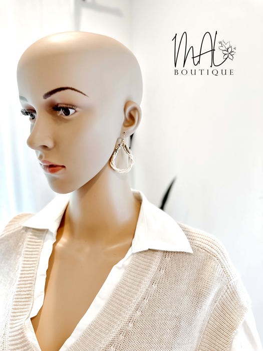 Raven Seed Beaded Twist Teardrop Earrings | Neutral Beige Accessories | Women's Earrings | Trendy Jewelry