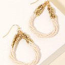  Raven Seed Beaded Twist Teardrop Earrings | Neutral Beige Accessories | Women's Earrings | Trendy Jewelry