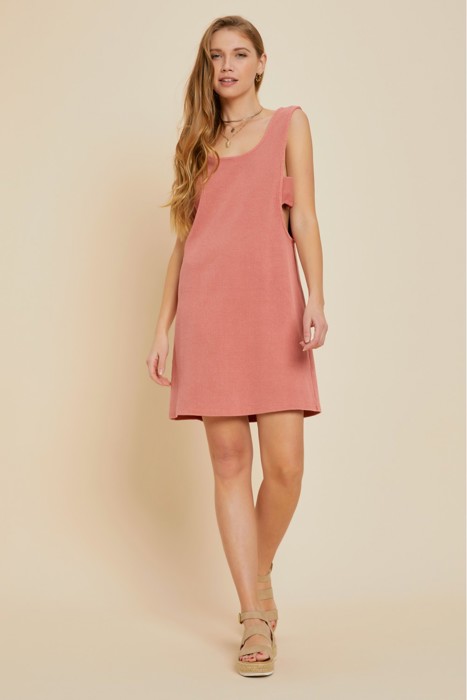 Rebekah Mineral-Washed Mini Dress | Summer New Arrival | Coral Red Vacation Cut-Out Dress | Sleeveless | Ribbed | Cover-Up
