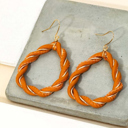  Rhea Cut-Out Teardrop Twist Earrings | Women's Drop Earrings | Fashion Jewelry | Brown Neutral Fall Trendy Jewelry