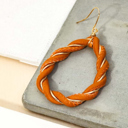  Rhea Cut-Out Teardrop Twist Earrings | Women's Drop Earrings | Fashion Jewelry | Brown Neutral Fall Trendy Jewelry