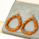  Rhea Cut-Out Teardrop Twist Earrings | Women's Drop Earrings | Fashion Jewelry | Brown Neutral Fall Trendy Jewelry