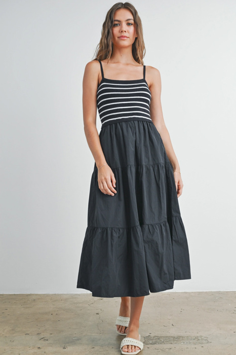 Shyla Striped Knit Top Tiered Maxi Dress | Summer New Arrival | Women's Striped Relaxed Fit Comfy Dress | Casual Vacation Style | Trendy Style
