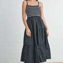 Shyla Striped Knit Top Tiered Maxi Dress | Summer New Arrival | Women's Striped Relaxed Fit Comfy Dress | Casual Vacation Style | Trendy Style