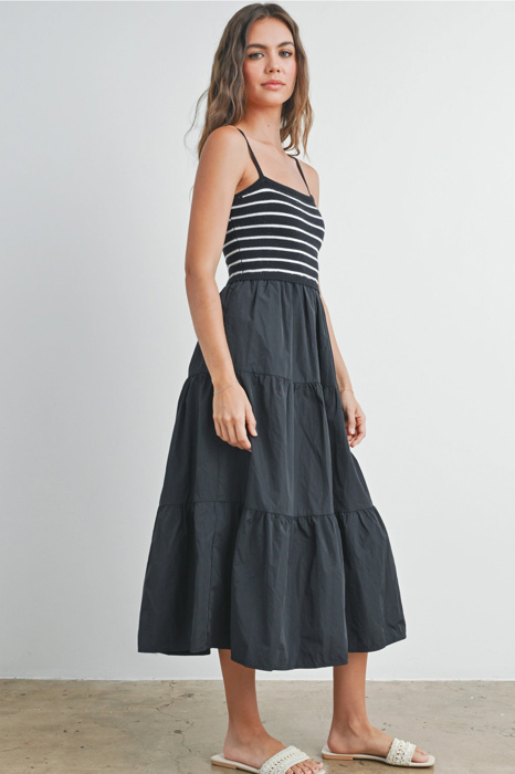 Shyla Striped Knit Top Tiered Maxi Dress | Summer New Arrival | Women's Striped Relaxed Fit Comfy Dress | Casual Vacation Style | Trendy Style