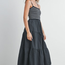  Shyla Striped Knit Top Tiered Maxi Dress | Summer New Arrival | Women's Striped Relaxed Fit Comfy Dress | Casual Vacation Style | Trendy Style