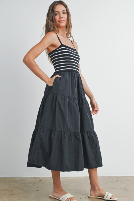 Shyla Striped Knit Top Tiered Maxi Dress | Summer New Arrival | Women's Striped Relaxed Fit Comfy Dress | Casual Vacation Style | Trendy Style