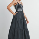  Shyla Striped Knit Top Tiered Maxi Dress | Summer New Arrival | Women's Striped Relaxed Fit Comfy Dress | Casual Vacation Style | Trendy Style