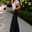  Skylar Silver Stud High-Rise Wide Leg Cargo Jeans | Women's Black Studded Denim Bottoms | Trendy Fall and Winter Fashion