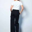  Skylar Silver Stud High-Rise Wide Leg Cargo Jeans | Women's Black Studded Denim Bottoms | Trendy Fall and Winter Fashion