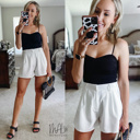 Stella Pleated Shorts | Summer New Arrival | Women's White Polyester High-Waisted Shorts | Trendy Style