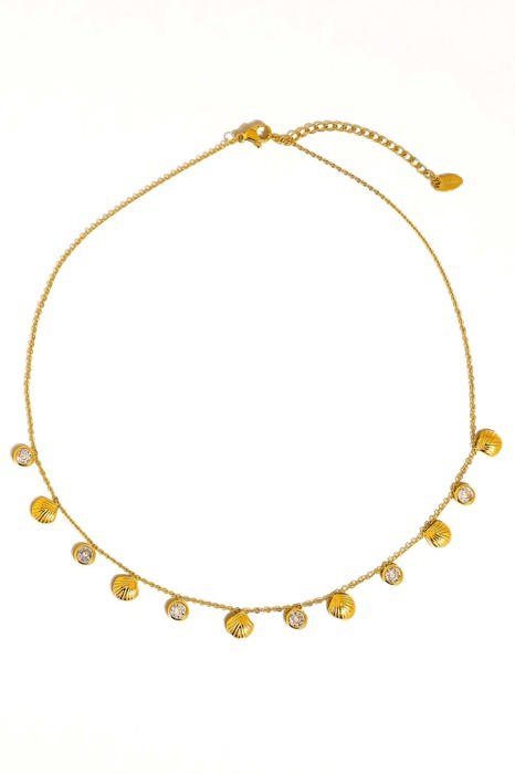 Sylvia 18K Gold Non-Tarnish Shell Charm Necklace | Summer New Arrival | Gold-Plated | Lead & Nickel Free | Hypoallergenic | Water Resistant