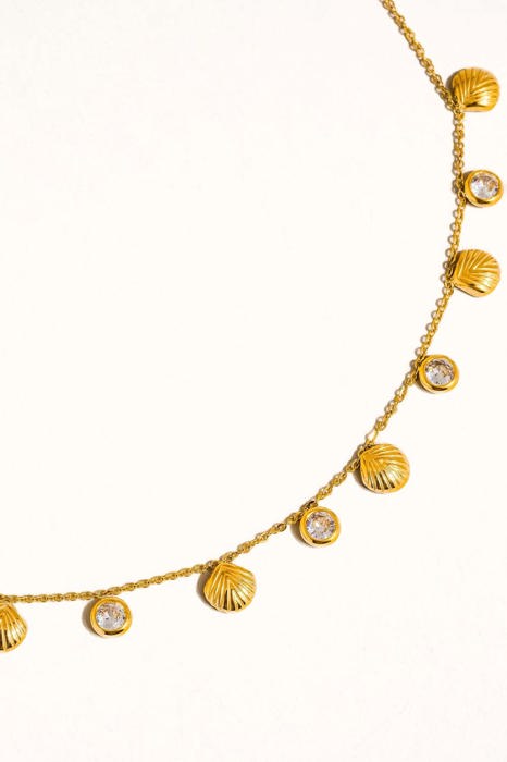 Sylvia 18K Gold Non-Tarnish Shell Charm Necklace | Summer New Arrival | Gold-Plated | Lead & Nickel Free | Hypoallergenic | Water Resistant