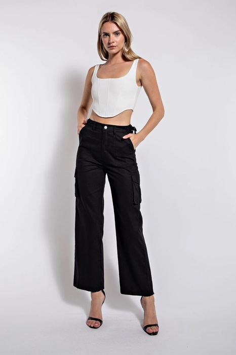 Willow Cotton Black Cargo Pants | Black Pant | Fall Fashion | Trendy Cardo Style | Wide Leg | Fall Pants