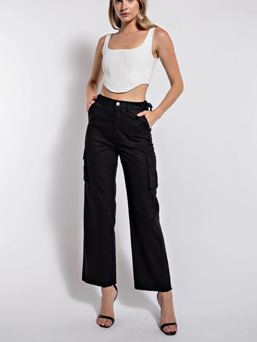 Willow Cotton Black Cargo Pants | Black Pant | Fall Fashion | Trendy Cardo Style | Wide Leg | Fall Pants