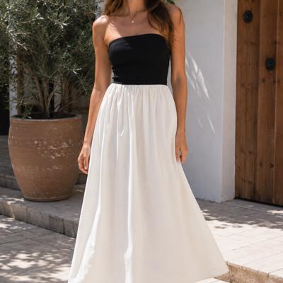 Ella Knit Strapless Top Woven Maxi Dress | Summer New Arrival | Women's Lightweight Cotton Dress | Spring + Summer Fashion