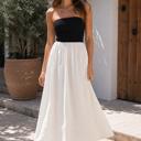  Ella Knit Strapless Top Woven Maxi Dress | Summer New Arrival | Women's Lightweight Cotton Dress | Spring + Summer Fashion