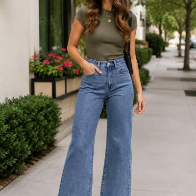 Carmella High Rise Clean Dad Jean | Non-Distressed Denim | Medium Wash | Wide-Leg | Trendy Fall Jean