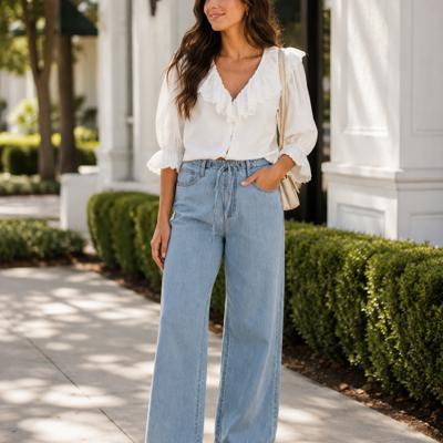Annabella Relaxed Denim Pants with Drawstring Waist | New Summer Arrival | Women's Pants