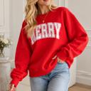  Merry Graphic Sweatshirt | Red or Green Women's Pullover Tops | Christmas Holiday Festive Winter Fashion | Crewneck | Long Sleeve