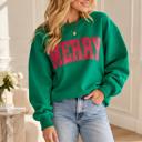  Merry Graphic Sweatshirt | Red or Green Women's Pullover Tops | Christmas Holiday Festive Winter Fashion | Crewneck | Long Sleeve
