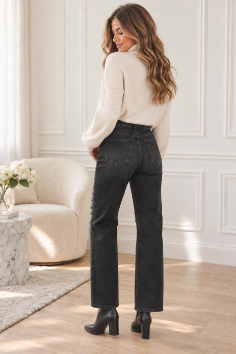 Morgan Baggy Skater Jean | Black Distressed Denim | Wide Leg | Trendy | Fall Fashion | High Waist