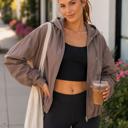  Angela Cropped Zip-Up Hooded Windbreaker | Lightweight Casual Jacket | Taupe | Comfy Everyday Layer