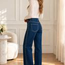  Madyson Stud Wide Leg Jeans | Women's Denim | Trendy High Waist Medium Wash | Fall and Winter Style | Year-Round | Statement Jean
