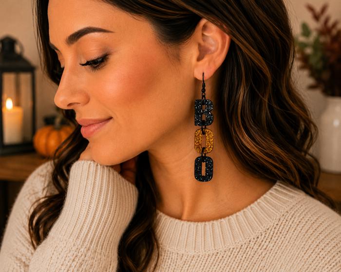 BOO Halloween Acrylic Dangle Earring