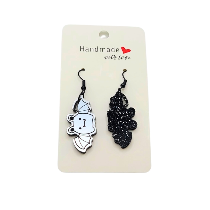 Glitter Acrylic Bat Dangle Earring