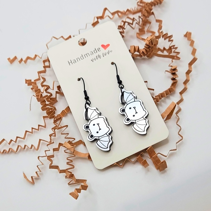 Glitter Acrylic Bat Dangle Earring
