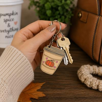 Fall Coffee Cup Keychain 