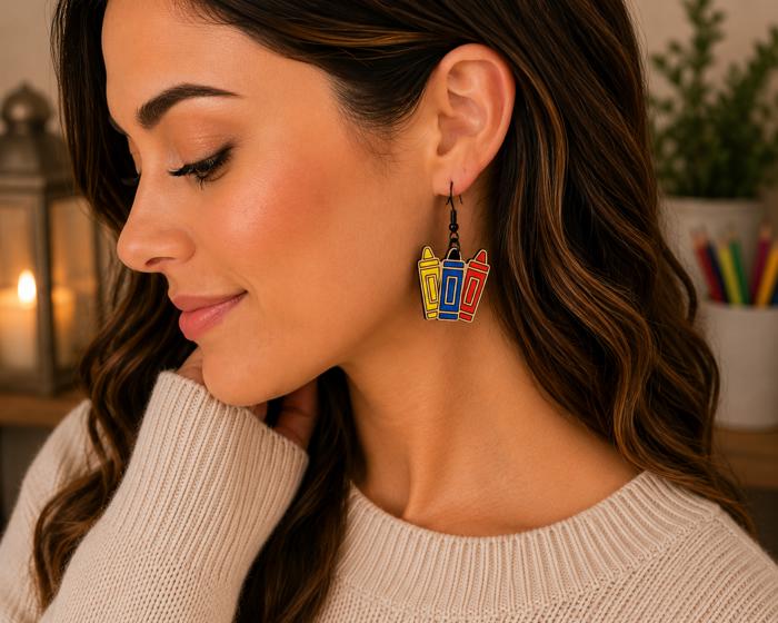 Back to School Crayon Dangle Earring