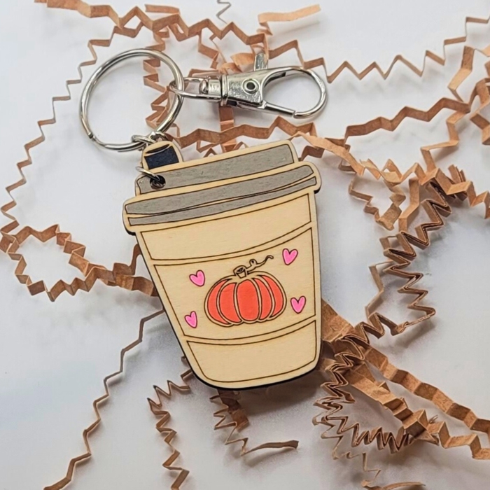Fall Coffee Cup Keychain 