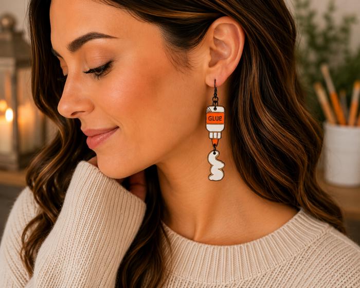 Glue Bottle Back to School Earrings