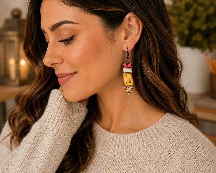 Teacher Pencil Dangle Earring