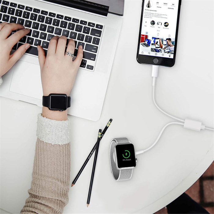 Magnetic Charger 2 in 1 USB type A Cable For Apple Watch iWatch & iPhone/iPad - Great For Home, Work & Travelling Lightning cable for iPhone 14/14 Pro and older versions 
