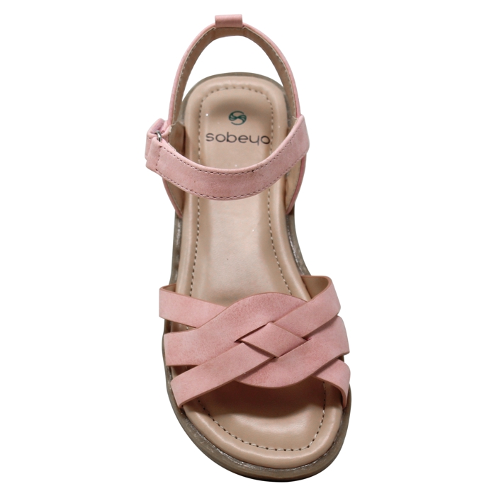 SOBEYO Girls Strappy Open Toe Flatform Slip On Cute Ankle Strap