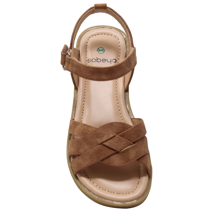 SOBEYO Girls Strappy Open Toe Flatform Slip On Cute Ankle Strap