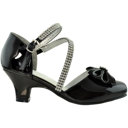 Black 5 Big Kid 	Kids Dress Shoes Rhinestone Bow Accent Kitten Heel Glitter Sandals 