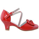 Red 13 Little Kid 	Kids Dress Shoes Rhinestone Bow Accent Kitten Heel Glitter Sandals 