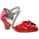 Red 2 Little Kid 	Kids Dress Shoes Rhinestone Bow Accent Kitten Heel Glitter Sandals 