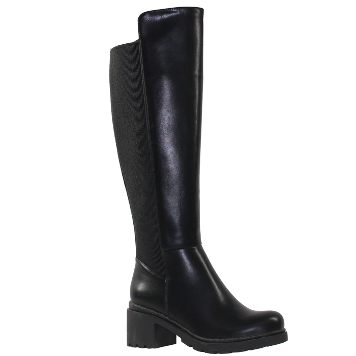 SOBEYO Knee High Boots Chunky Heels Elastics Side Zipper Closure