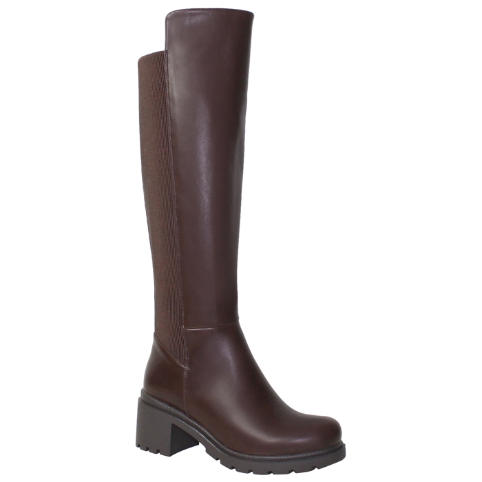 SOBEYO Knee High Boots Chunky Heels Elastics Side Zipper Closure