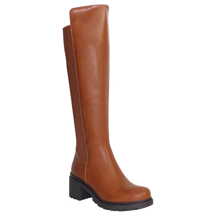 SOBEYO Knee High Boots Chunky Heels Elastics Side Zipper Closure