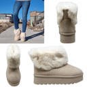  SOBEYO Women's Platform Booties Fur Lining Pull-On Cuff