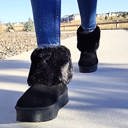  SOBEYO Women's Platform Booties Fur Lining Pull-On Cuff