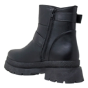 Black Faux Leather Size 10 Women's Chunky Platform Double Buckle Booties